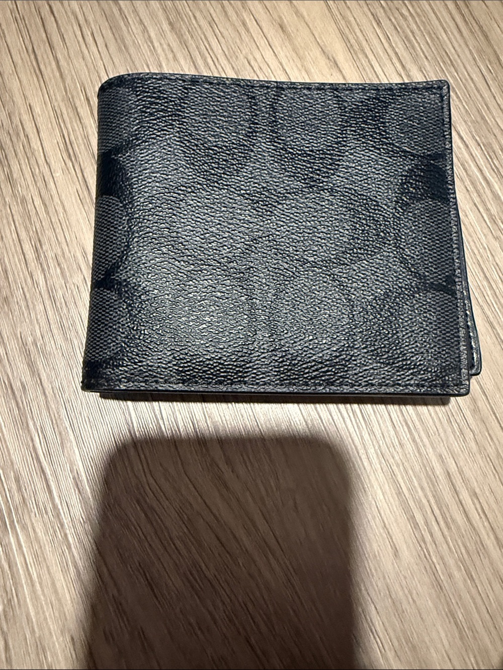 Coach Black Signature Leather Money Clip Wallet